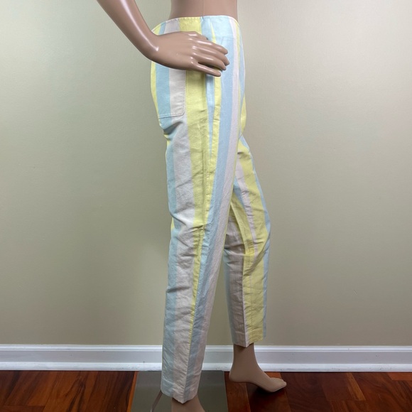 NEW TORY BURCH STRIPED LINEN BLEND PANTS - Picture 4 of 5